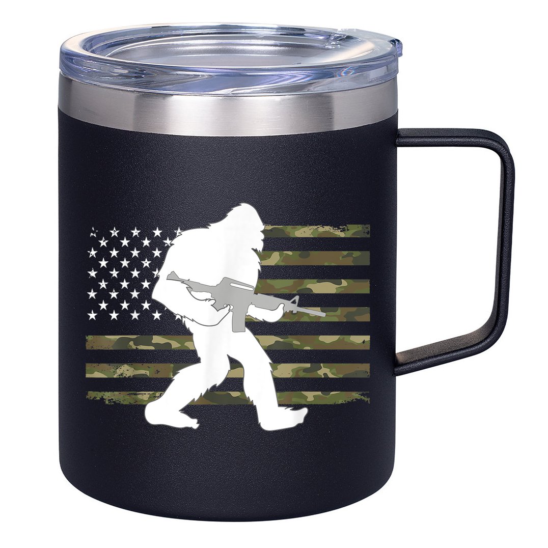 Bigfoot Gun Owner Camo Us American Flag Sasquatch Ar15 Rifle 12oz Stainless Steel Coffee Mug