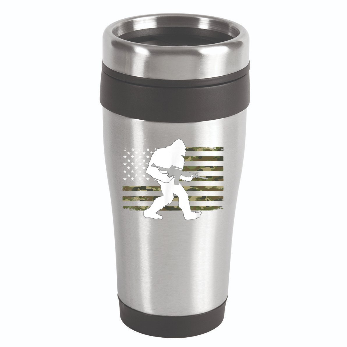 Bigfoot Gun Owner Camo Us American Flag Sasquatch Ar15 Rifle 16oz Travel Tumbler