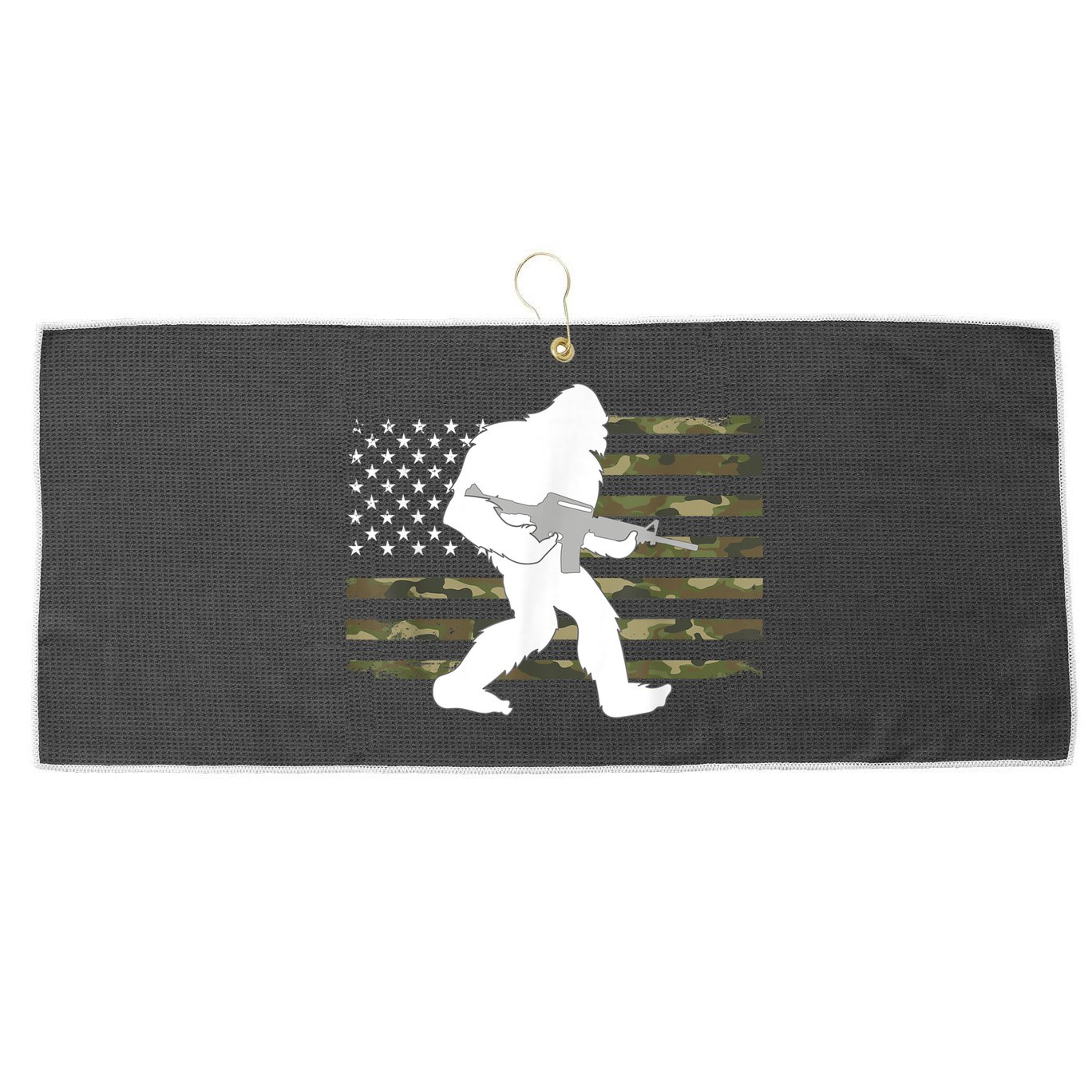 Bigfoot Gun Owner Camo Us American Flag Sasquatch Ar15 Rifle Large Microfiber Waffle Golf Towel