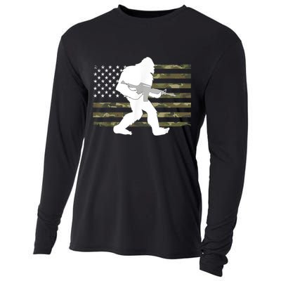 Bigfoot Gun Owner Camo Us American Flag Sasquatch Ar15 Rifle Cooling Performance Long Sleeve Crew