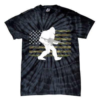 Bigfoot Gun Owner Camo Us American Flag Sasquatch Ar15 Rifle Tie-Dye T-Shirt