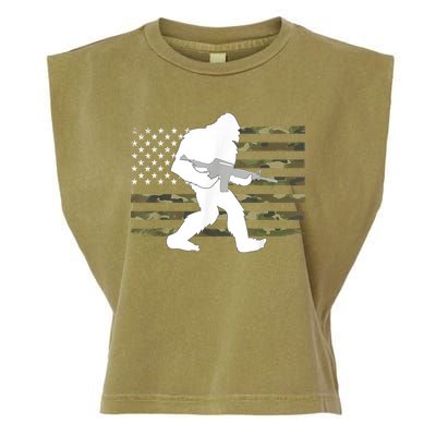 Bigfoot Gun Owner Camo Us American Flag Sasquatch Ar15 Rifle Garment-Dyed Women's Muscle Tee