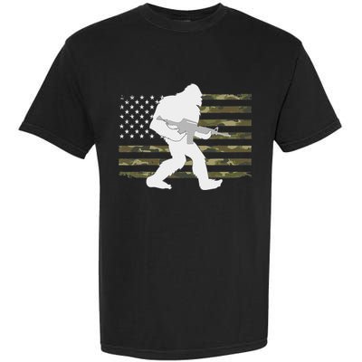 Bigfoot Gun Owner Camo Us American Flag Sasquatch Ar15 Rifle Garment-Dyed Heavyweight T-Shirt
