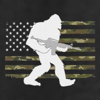 Bigfoot Gun Owner Camo Us American Flag Sasquatch Ar15 Rifle 7 Panel Mesh Trucker Snapback Hat