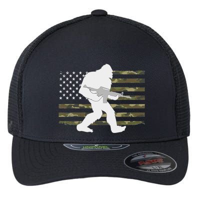 Bigfoot Gun Owner Camo Us American Flag Sasquatch Ar15 Rifle Flexfit Unipanel Trucker Cap
