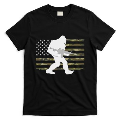 Bigfoot Gun Owner Camo Us American Flag Sasquatch Ar15 Rifle T-Shirt
