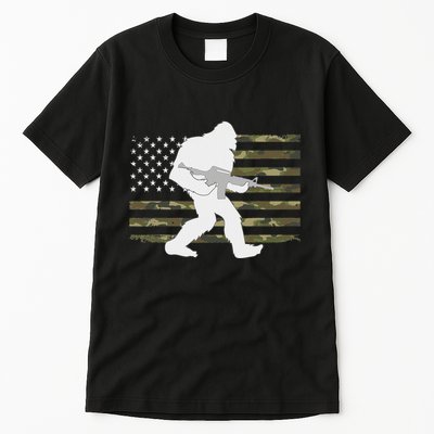 Bigfoot Gun Owner Camo Us American Flag Sasquatch Ar15 Rifle Tall T-Shirt