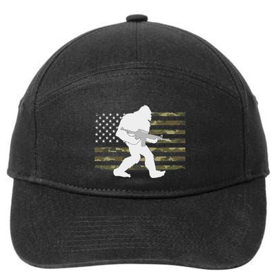 Bigfoot Gun Owner Camo Us American Flag Sasquatch Ar15 Rifle 7-Panel Snapback Hat