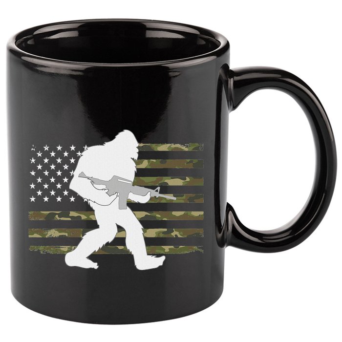 Bigfoot Gun Owner Camo Us American Flag Sasquatch Ar15 Rifle 11oz C Handle Ceramic Mug