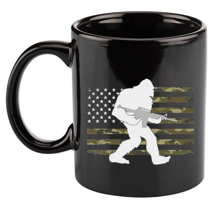 Bigfoot Gun Owner Camo Us American Flag Sasquatch Ar15 Rifle 11oz C Handle Ceramic Mug