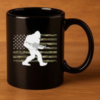 Bigfoot Gun Owner Camo Us American Flag Sasquatch Ar15 Rifle 11oz C Handle Ceramic Mug