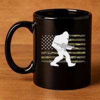 Bigfoot Gun Owner Camo Us American Flag Sasquatch Ar15 Rifle 11oz C Handle Ceramic Mug