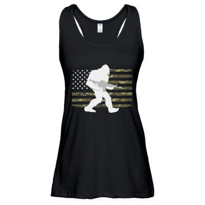 Bigfoot Gun Owner Camo Us American Flag Sasquatch Ar15 Rifle Ladies Essential Flowy Tank