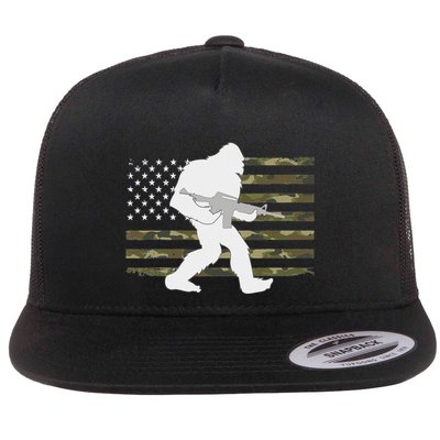 Bigfoot Gun Owner Camo Us American Flag Sasquatch Ar15 Rifle Flatbill Hat
