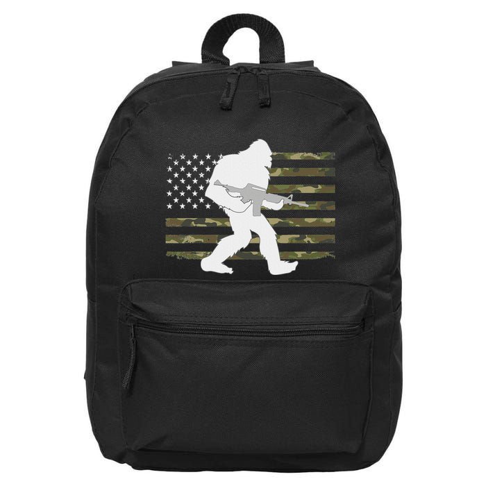 Bigfoot Gun Owner Camo Us American Flag Sasquatch Ar15 Rifle 16 in Basic Backpack