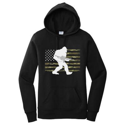 Bigfoot Gun Owner Camo Us American Flag Sasquatch Ar15 Rifle Women's Pullover Hoodie