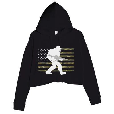 Bigfoot Gun Owner Camo Us American Flag Sasquatch Ar15 Rifle Crop Fleece Hoodie