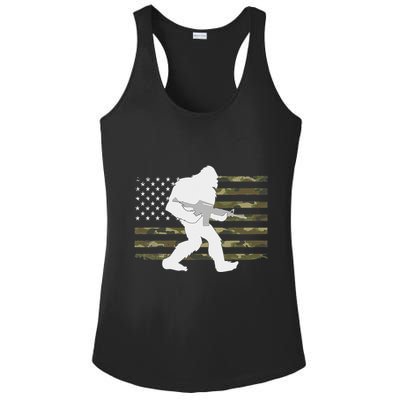 Bigfoot Gun Owner Camo Us American Flag Sasquatch Ar15 Rifle Ladies PosiCharge Competitor Racerback Tank