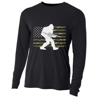 Bigfoot Gun Owner Camo Us American Flag Sasquatch Ar15 Rifle Cooling Performance Long Sleeve Crew