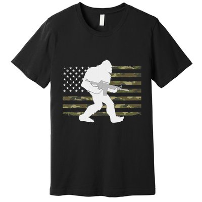 Bigfoot Gun Owner Camo Us American Flag Sasquatch Ar15 Rifle Premium T-Shirt