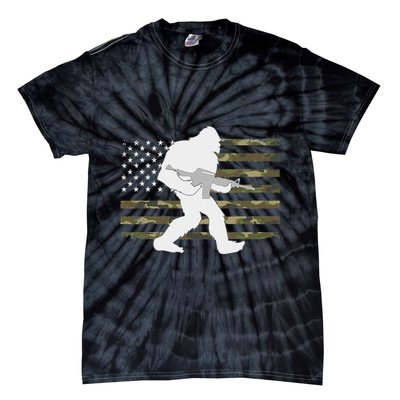 Bigfoot Gun Owner Camo Us American Flag Sasquatch Ar15 Rifle Tie-Dye T-Shirt