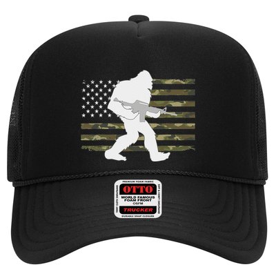 Bigfoot Gun Owner Camo Us American Flag Sasquatch Ar15 Rifle Trucker Hat