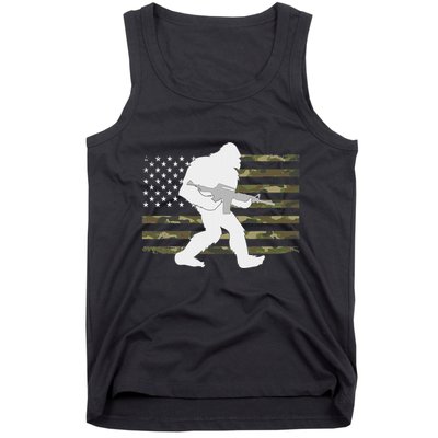 Bigfoot Gun Owner Camo Us American Flag Sasquatch Ar15 Rifle Tank Top