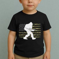 Bigfoot Gun Owner Camo Us American Flag Sasquatch Ar15 Rifle Toddler T-Shirt