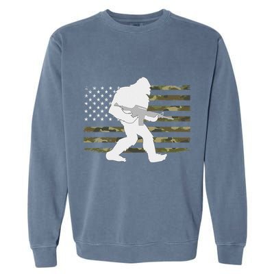 Bigfoot Gun Owner Camo Us American Flag Sasquatch Ar15 Rifle Garment-Dyed Sweatshirt