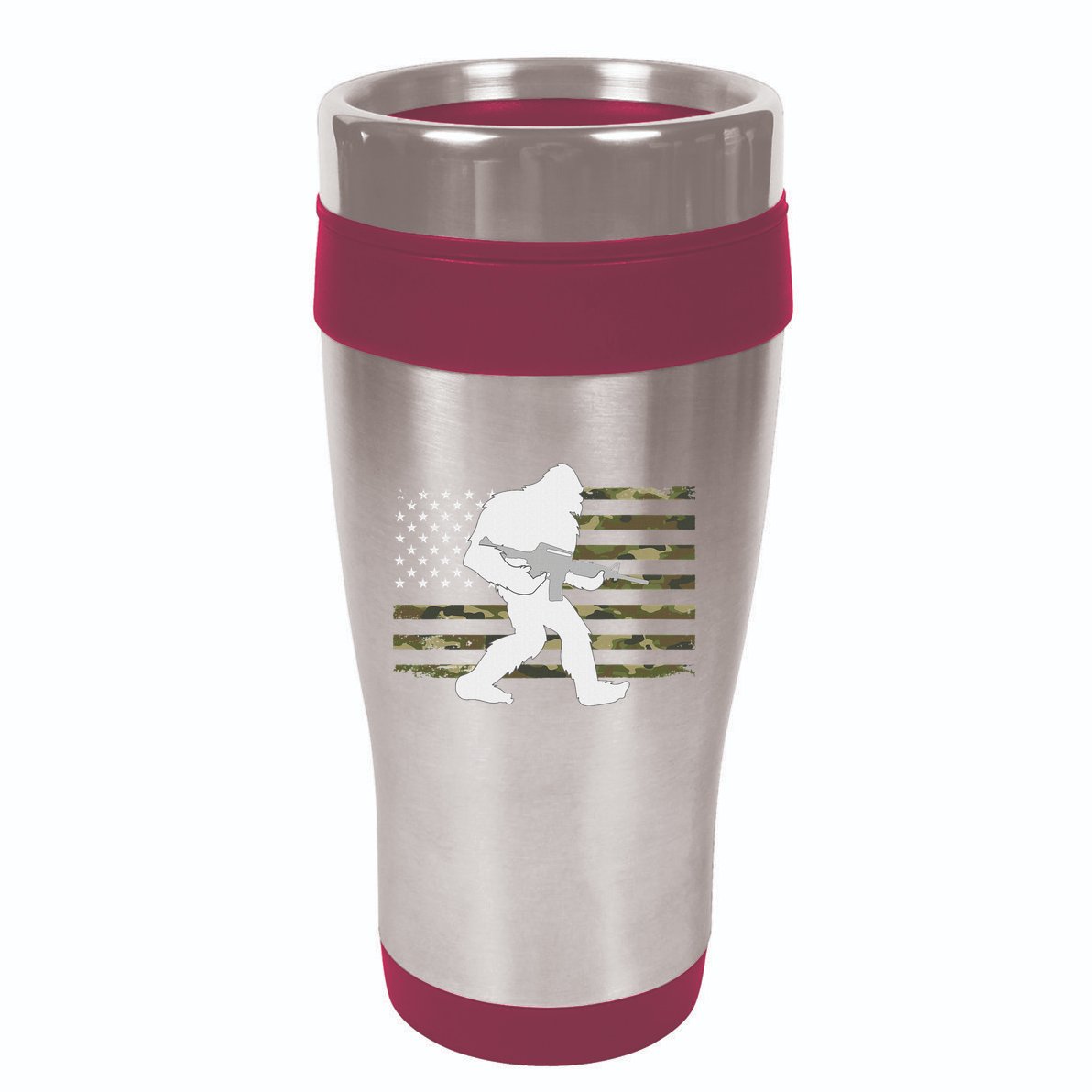Bigfoot Gun Owner Camo Us American Flag Sasquatch Ar15 Rifle 16oz Travel Tumbler