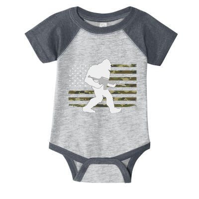 Bigfoot Gun Owner Camo Us American Flag Sasquatch Ar15 Rifle Infant Baby Jersey Bodysuit
