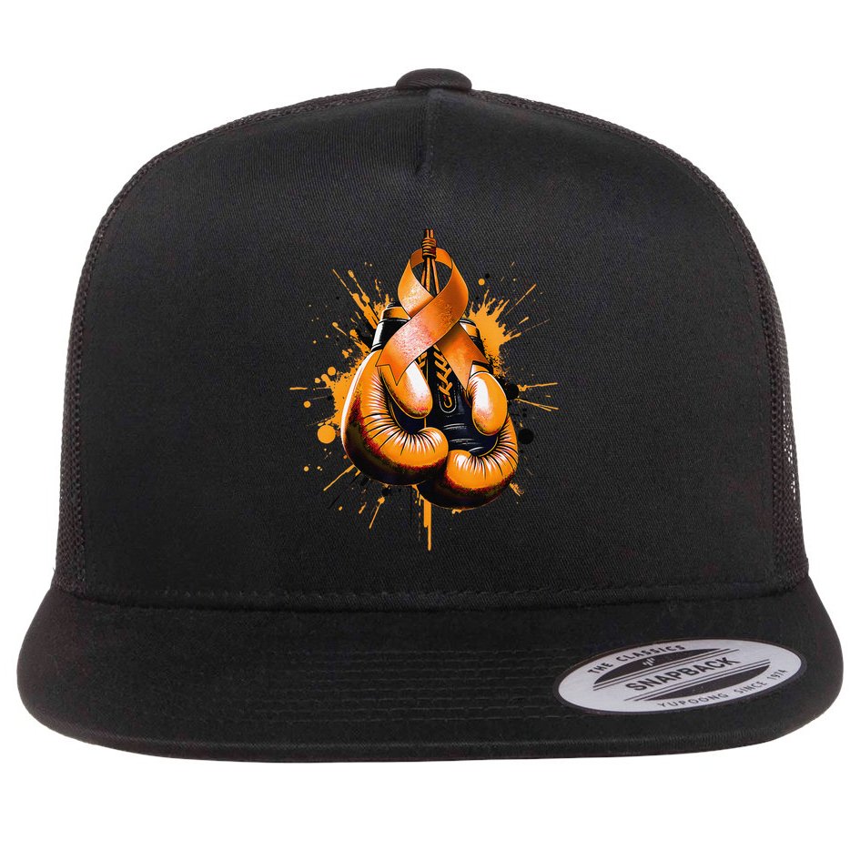 Boxing Glove Orange Ribbon Multiple Sclerosis Awareness Flat Bill Trucker Hat