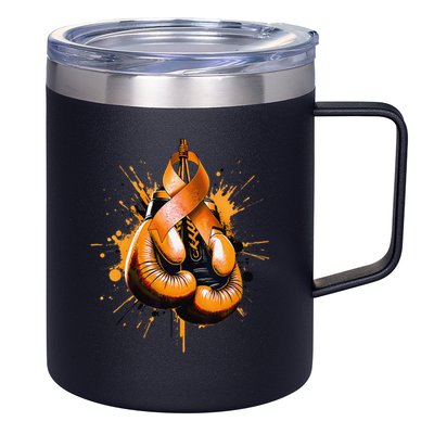 Boxing Glove Orange Ribbon Multiple Sclerosis Awareness 12oz Stainless Steel Coffee Mug