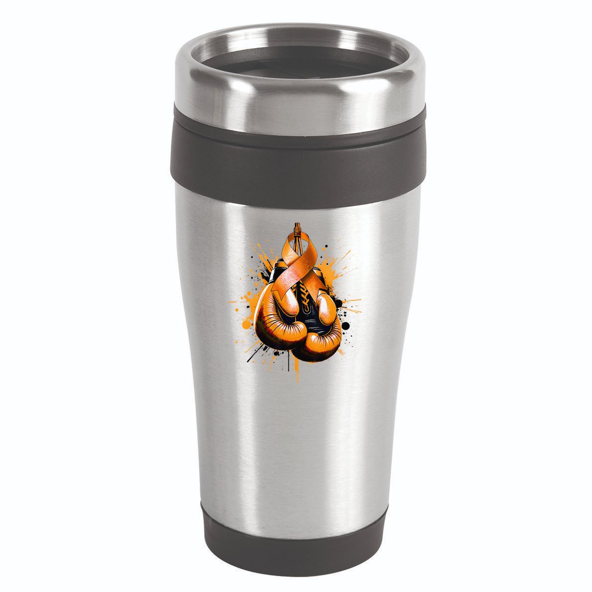 Boxing Glove Orange Ribbon Multiple Sclerosis Awareness 16oz Travel Tumbler