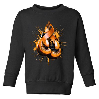 Boxing Glove Orange Ribbon Multiple Sclerosis Awareness Toddler Sweatshirt