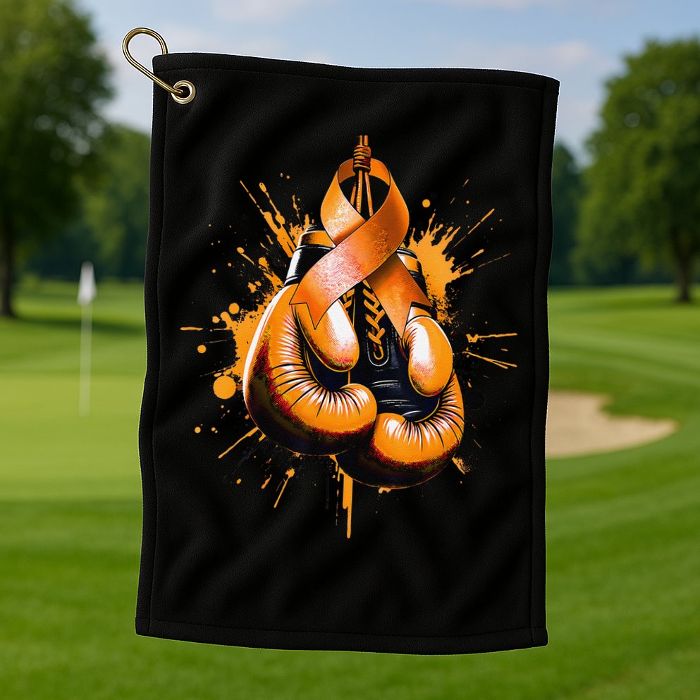 Boxing Glove Orange Ribbon Multiple Sclerosis Awareness Golf Towel