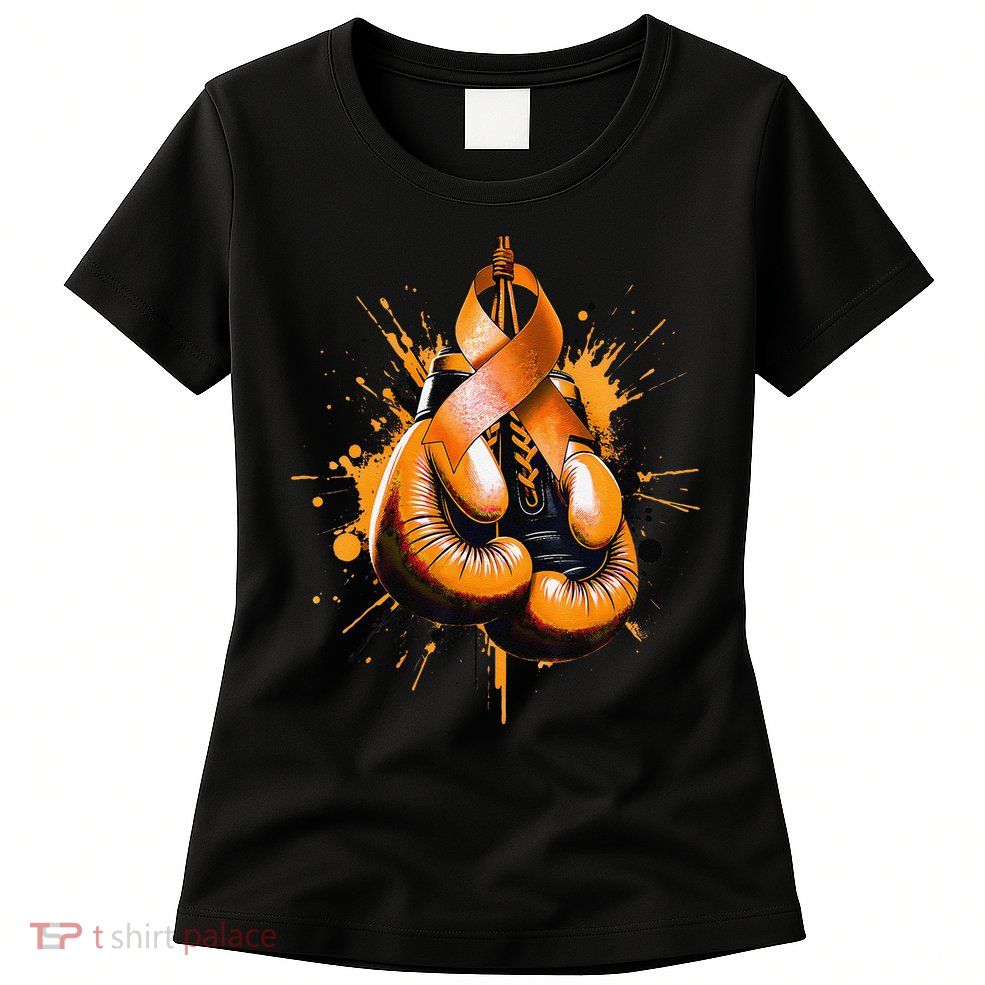 Boxing Glove Orange Ribbon Multiple Sclerosis Awareness Womens T-Shirt