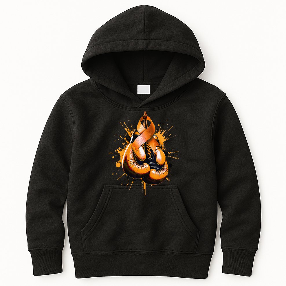 Boxing Glove Orange Ribbon Multiple Sclerosis Awareness Kids Hoodie