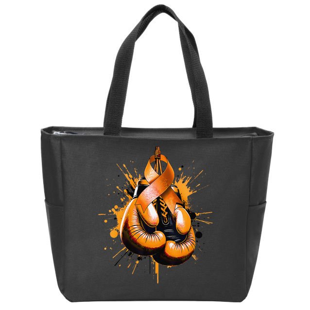 Boxing Glove Orange Ribbon Multiple Sclerosis Awareness Zip Tote Bag