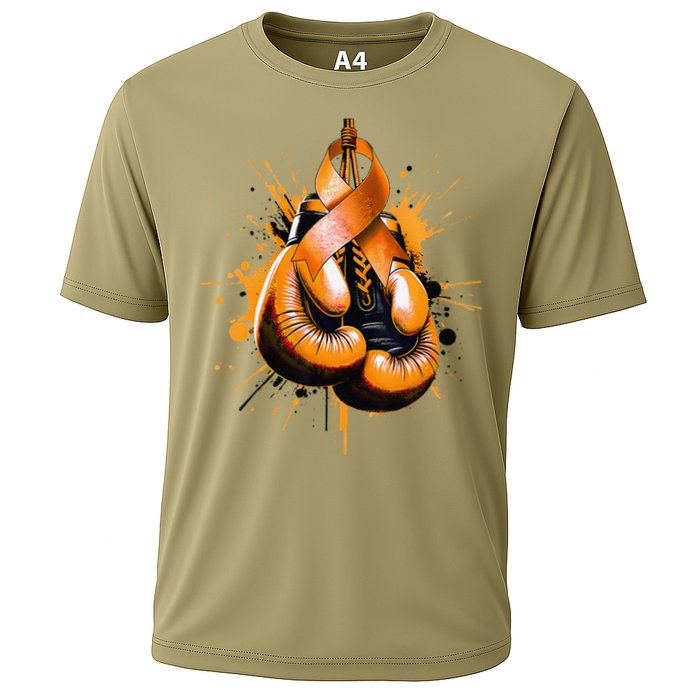 Boxing Glove Orange Ribbon Multiple Sclerosis Awareness Cooling Performance Crew T-Shirt