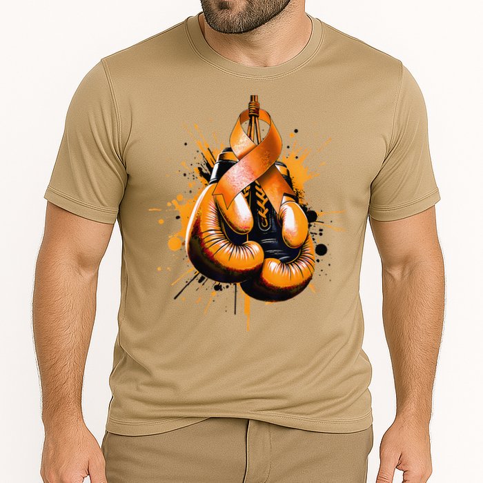 Boxing Glove Orange Ribbon Multiple Sclerosis Awareness Cooling Performance Crew T-Shirt