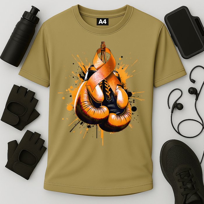 Boxing Glove Orange Ribbon Multiple Sclerosis Awareness Cooling Performance Crew T-Shirt
