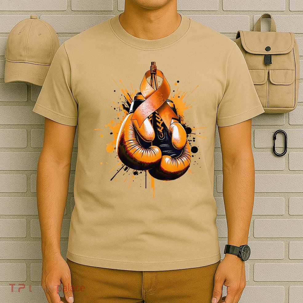 Boxing Glove Orange Ribbon Multiple Sclerosis Awareness T-Shirt