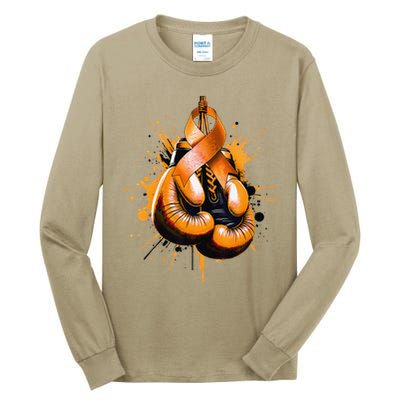 Boxing Glove Orange Ribbon Multiple Sclerosis Awareness Tall Long Sleeve T-Shirt