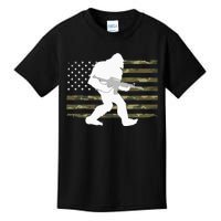 Bigfoot Gun Owner Camo US American Flag Sasquatch AR15 Rifle Kids T-Shirt