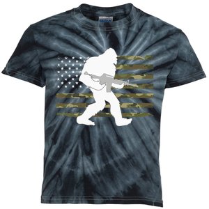 Bigfoot Gun Owner Camo US American Flag Sasquatch AR15 Rifle Kids Tie-Dye T-Shirt