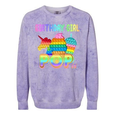 Birthday Girl Pop It Funny Cute Colorful Colorblast Crewneck Sweatshirt