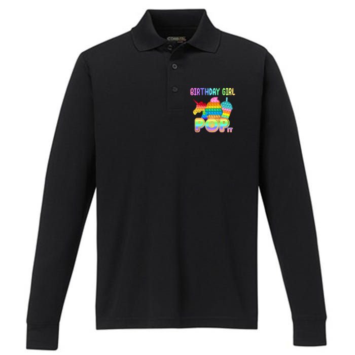 Birthday Girl Pop It Funny Cute Colorful Performance Long Sleeve Polo