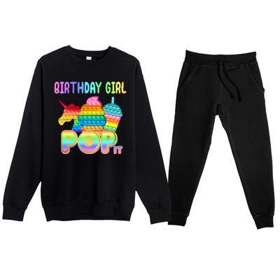 Birthday Girl Pop It Funny Cute Colorful Premium Crewneck Sweatsuit Set