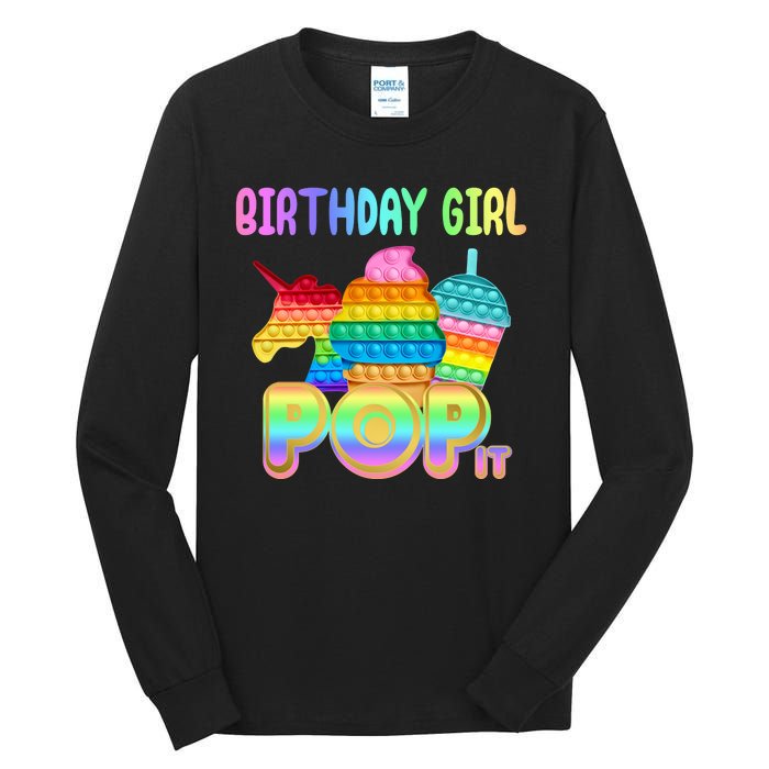 Birthday Girl Pop It Funny Cute Colorful Tall Long Sleeve T-Shirt